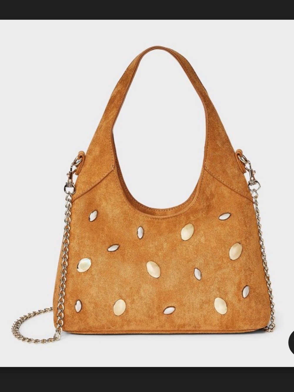 Universal Thread Tan Suede Circle-Handle Shoulder Bag with Chain Strap - Picture 2 of 7